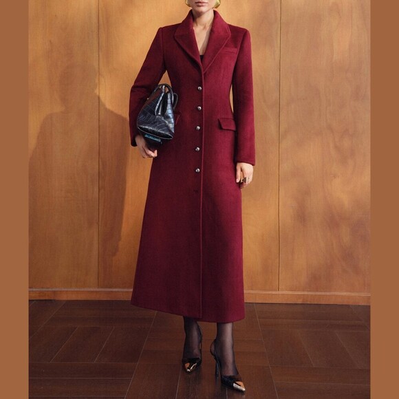 JEOX. Jackets & Blazers - Burgundy Button Front Notch Lapel Long Overcoat